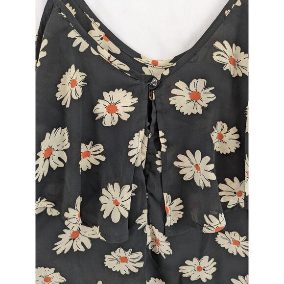 ASTR Floral Tiered Crop Top Large Sleeveless Daisy Flowy Layered Overlay Ruffle - Picture 4 of 12